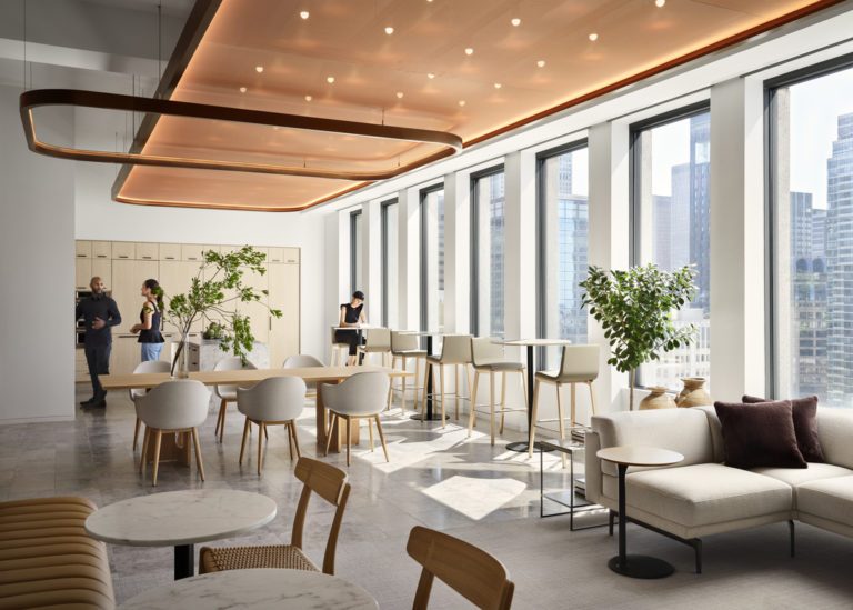 Global interior view of Corsair New York HQ offices with Tenseo ceilings and modern layout