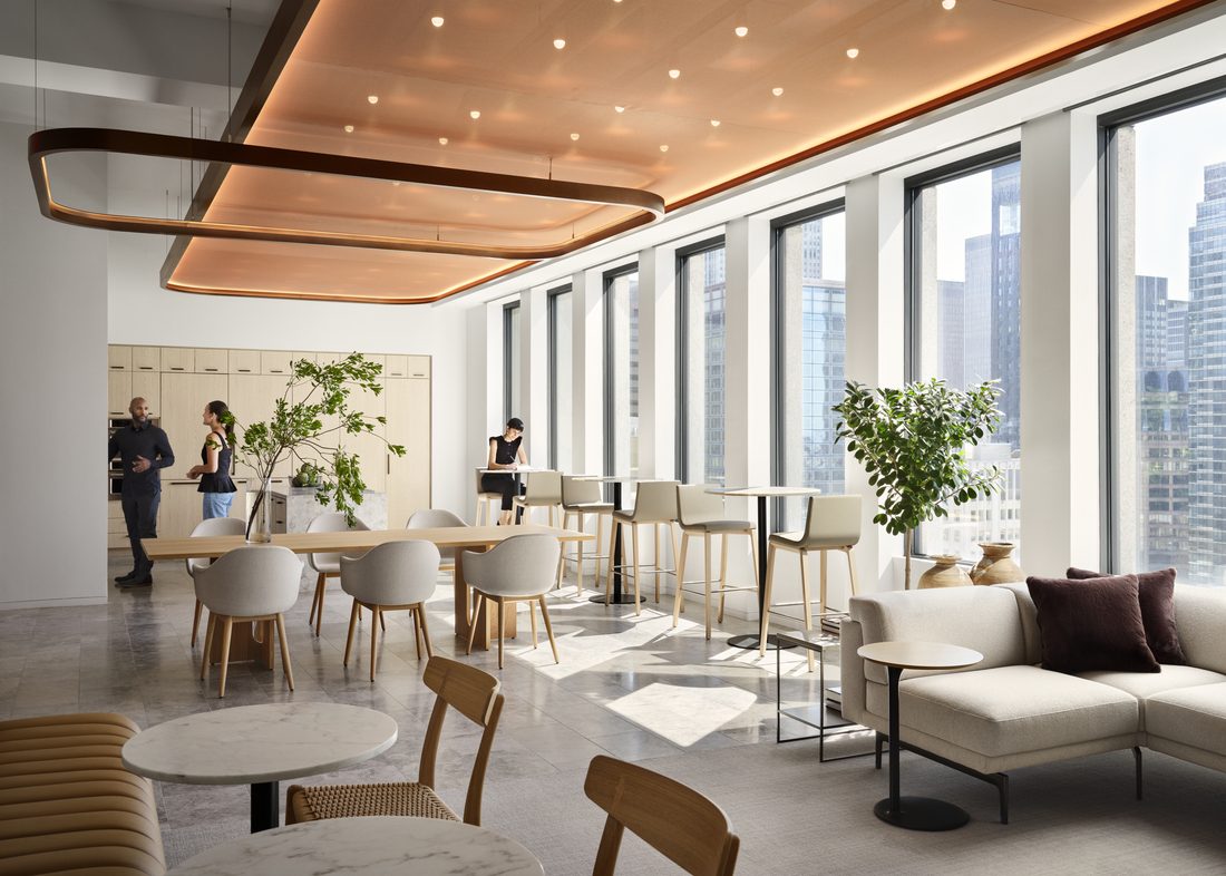 Global interior view of Corsair New York HQ offices with Tenseo ceilings and modern layout