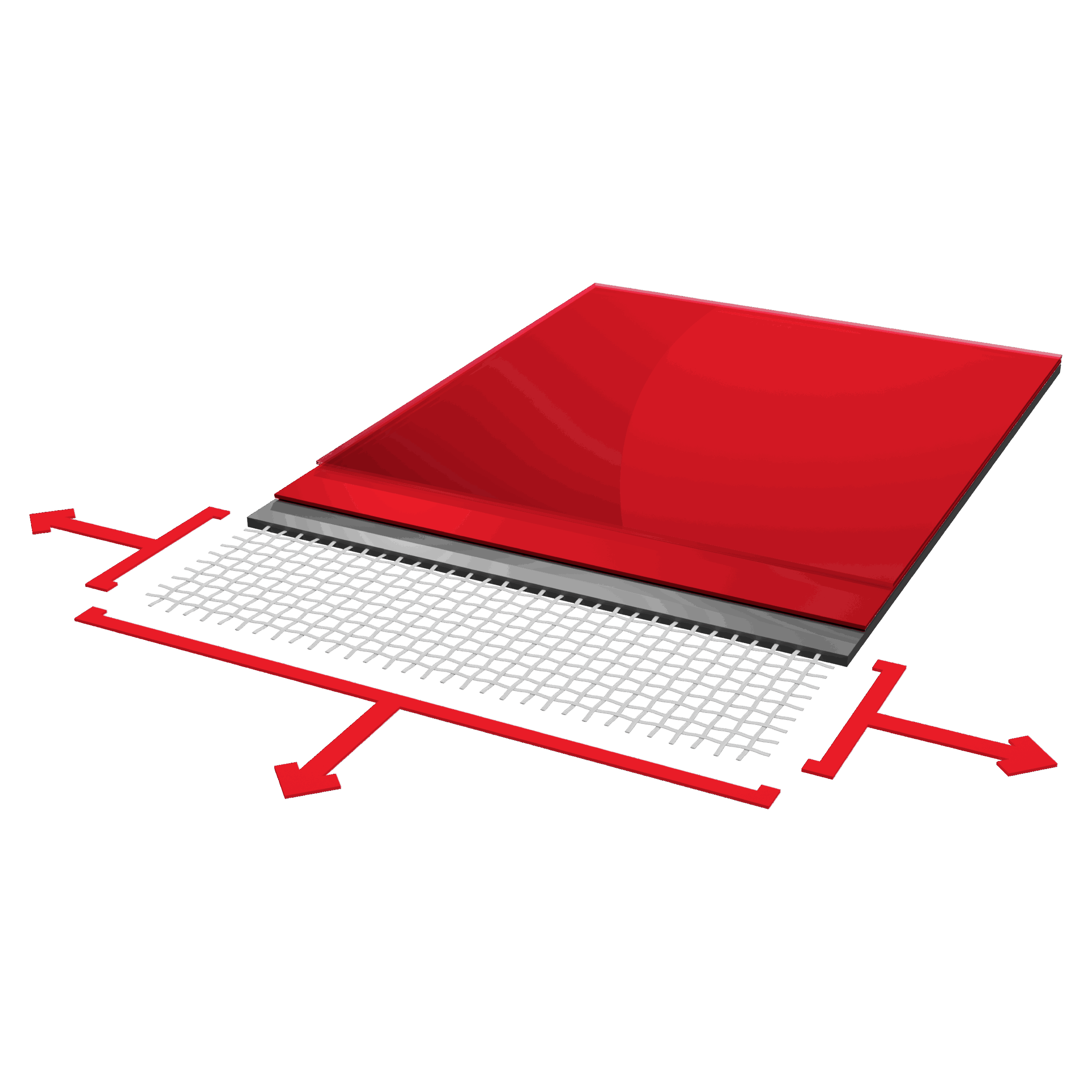 Schéma technique de la technologie précontraint illustrant une toile Serge Ferrari