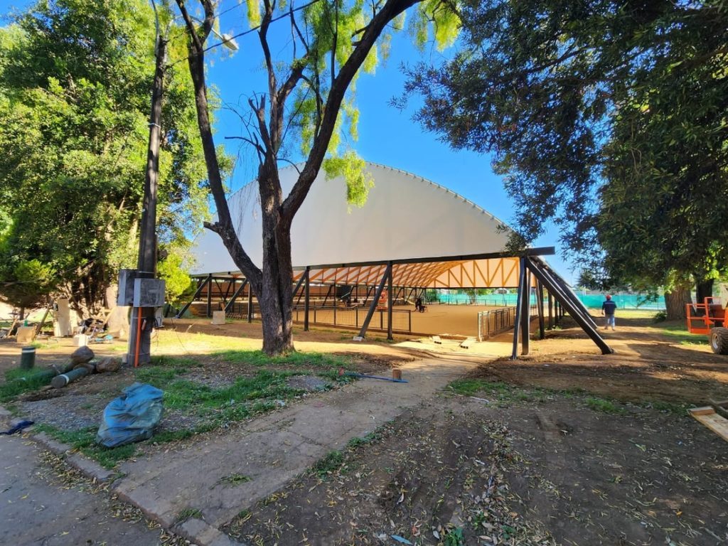 Temuco ice rink with translucent tensile roof by Serge Ferrari Tenseo Xtrem TX30-III
