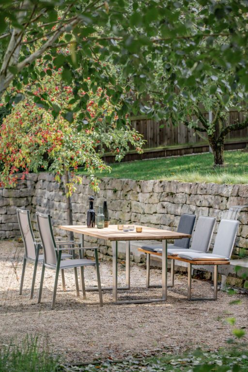 Salon de jardin Niehoff Sitzmöbel avec chaises toile Serge Ferrari
