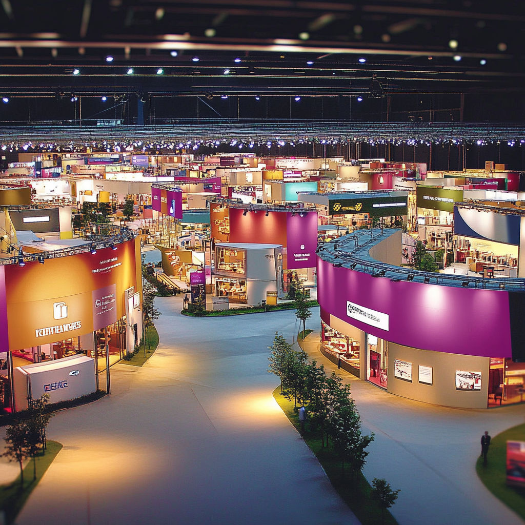 photo d'un salon professionnel et des stands en toile imprimées