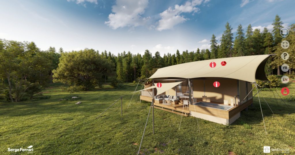 screenshot du tour virtuel lodge et glamping