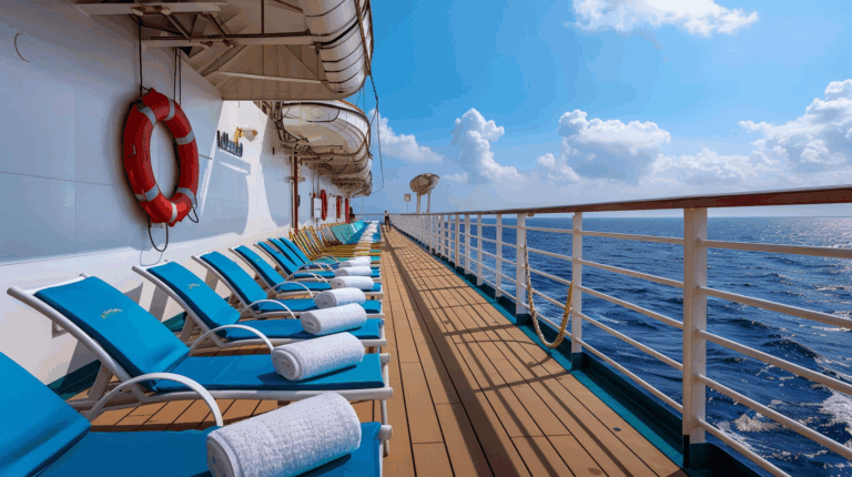 Pont extérieur de navire de croisière équipé d’assises intégrant des membranes composites souples Serge Ferrari pour applications nautiques