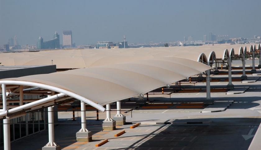 Roofing for car parks and pedestrian walkways