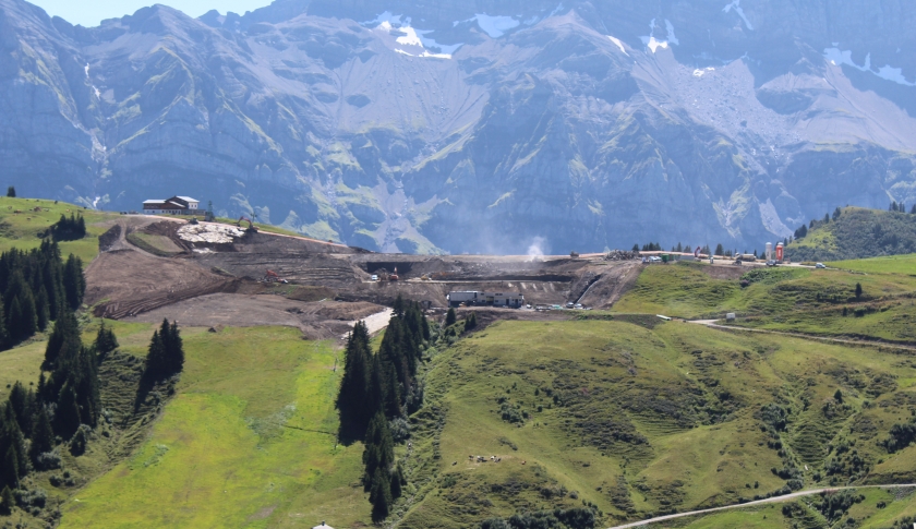 Artificial Mountain Lake construction in "Le Crosets champery" with Biobrane Liner 1215